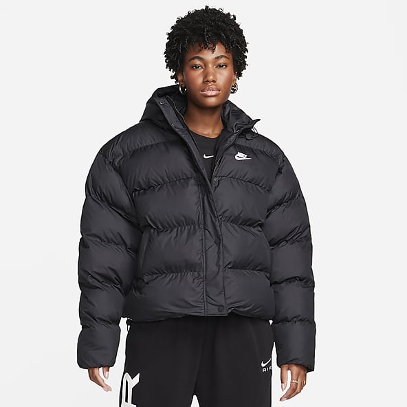 Black nike puffer jacket women's online